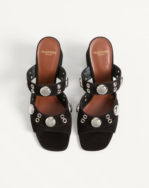 Valentino Garavani - Nellcôte Slide Sandal In Split Leather 75mm - Black - Woman - Sandals